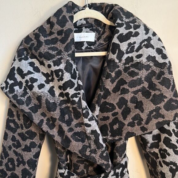 Tahari Marla Leopard Wrap Wool Blend Jacket/Coat S - Picture 3 of 10